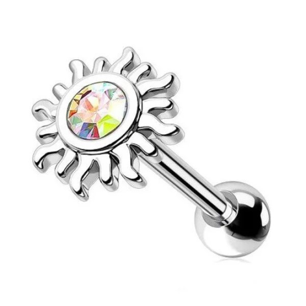 "AGB" Özel Taşlı Güneş Figürlü Aksesuarlı Kulak, Kıkırdak, Helix & Tragus Piercing