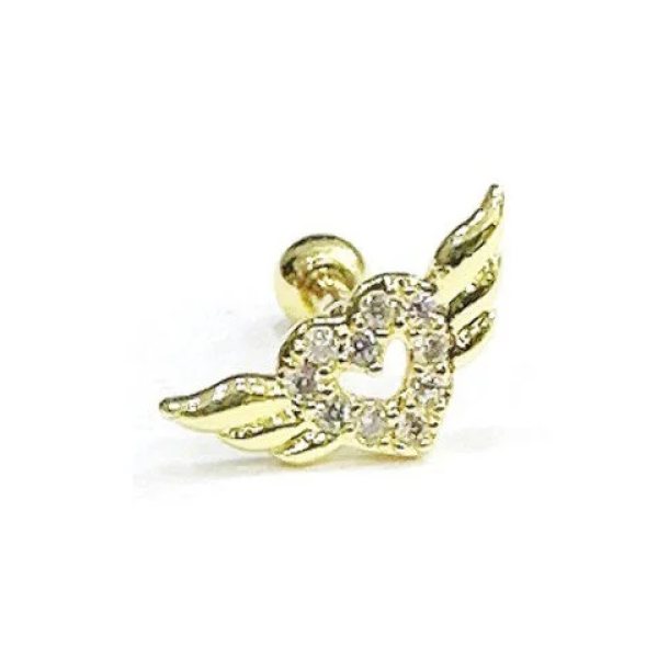 "AGB" Özel Taşlı Kanatlık Kalp Figürlü Aksesuarlı Kulak, Kıkırdak, Helix & Tragus Piercing
