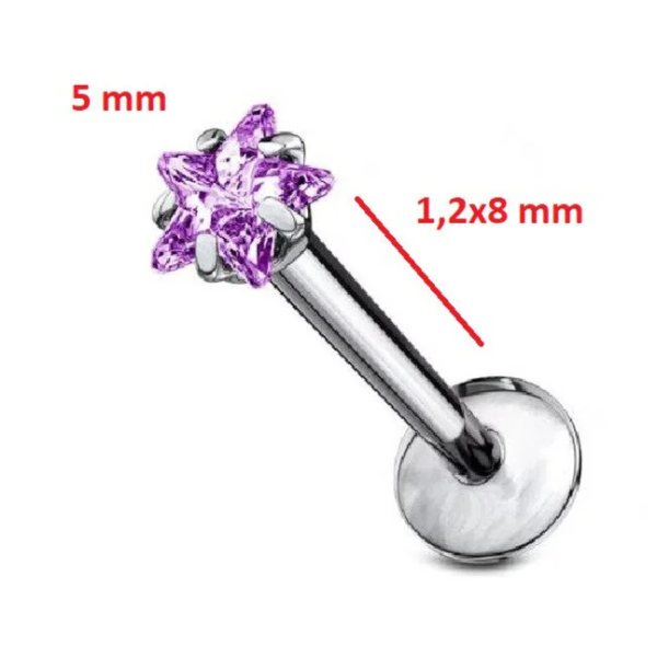 Gösterişli "AGB" Parıltı Yıldız Taşlı 316L Çelik Helix, Dudak & Burun Piercing (%100 "AGB" İbareli)