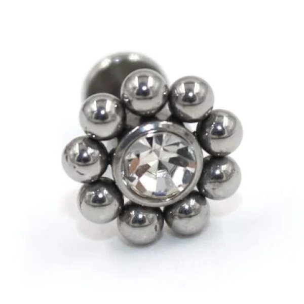 "AGB" Özel Taşlı Çiçek Figürlü Aksesuarlı  Kulak, Kıkırdak, Helix & Tragus Piercing