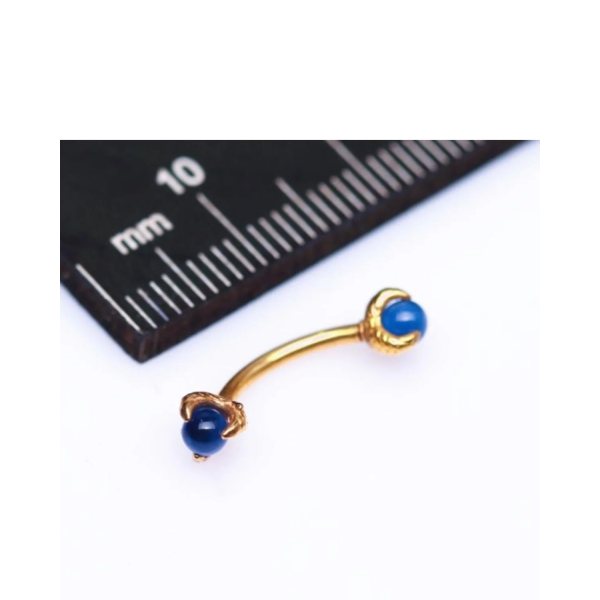 LACİVERT Taşlı "eyebrow, Rook" Kavisli Pençe Detaylı Kaş Piercing (CERRAHİ ÇELİK GÖVDELİ )
