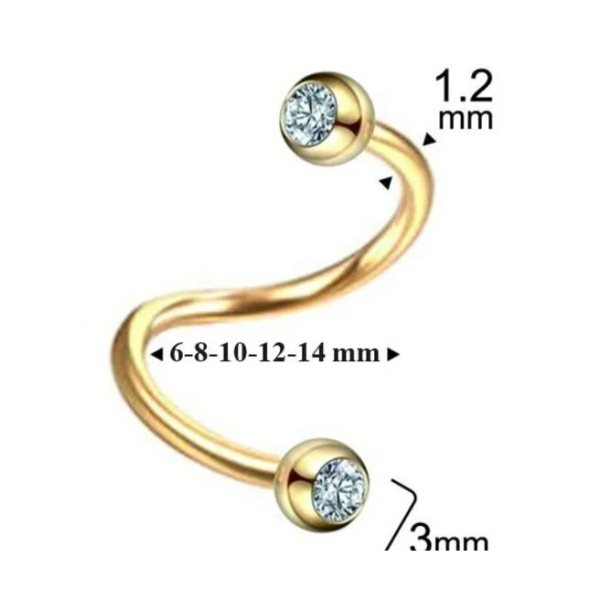Cerrahi Çelik TAŞLI "septum, Nose, Helix, Kaş, Kulak, Burun, Dudak, Kıkırdak" Spiral Halka Piercing