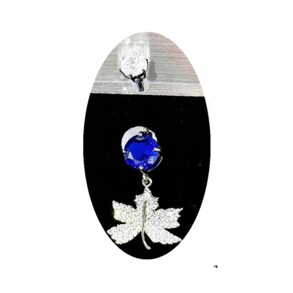 "AGB" Parıltı Taşlı Titanyum Gövdeli(Barlı) Sonbahar Yaprağı Figürlü Aksesuarlı Göbek Piercing (Single, Lower)