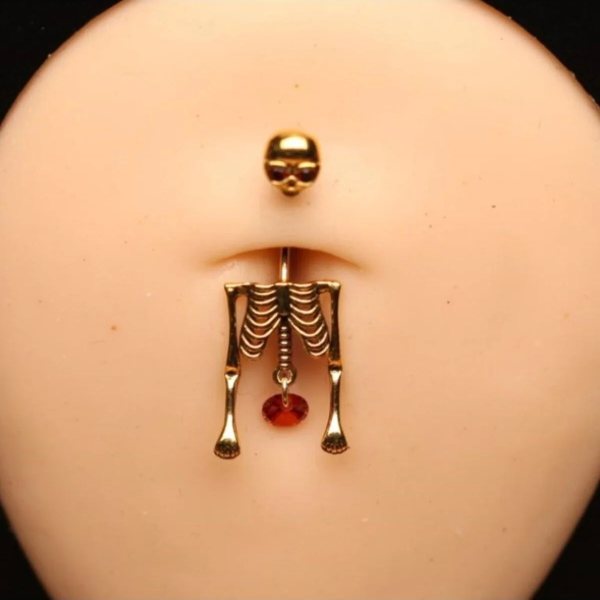 Özel Motifli Sıralı Kurukafa Figürlü "single" "double" Kavisli Göbek, Kulak Piercing(1.2MM)