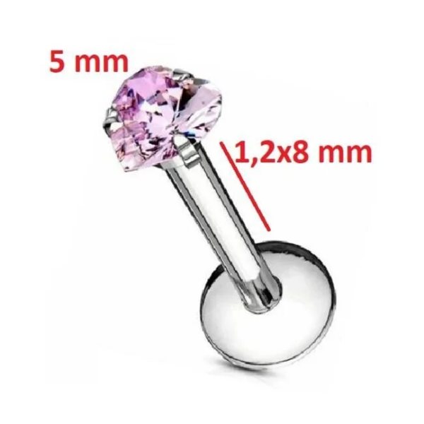 Gösterişli "AGB" Parıltı Kalp Taşlı 316L Çelik Helix, Dudak & Burun Piercing %100 "AGB" İbareli