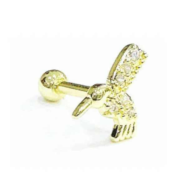 "AGB" Parıltı Taşlı Kuş Figürlü Aksesuarlı  Kulak, Kıkırdak, Helix & Tragus Piercing