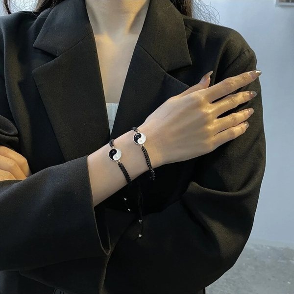 Siyah Ying Yang Bileklik