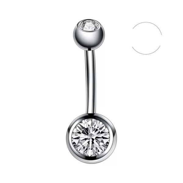 Çift Taşlı %100 G23 Titanyum "sıngle", "lower", "double" Gümüş Renk Göbek Piercing