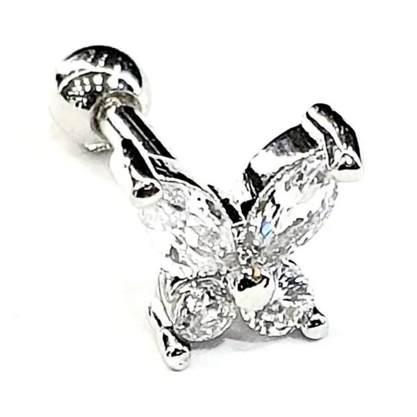 Kelebek Figürlü Kıkırdak, Kulak "snug" "lobe" "flat" Piercing(CERRAHİ ÇELİK GÖVDELİ, ÖZEL TASARIM)