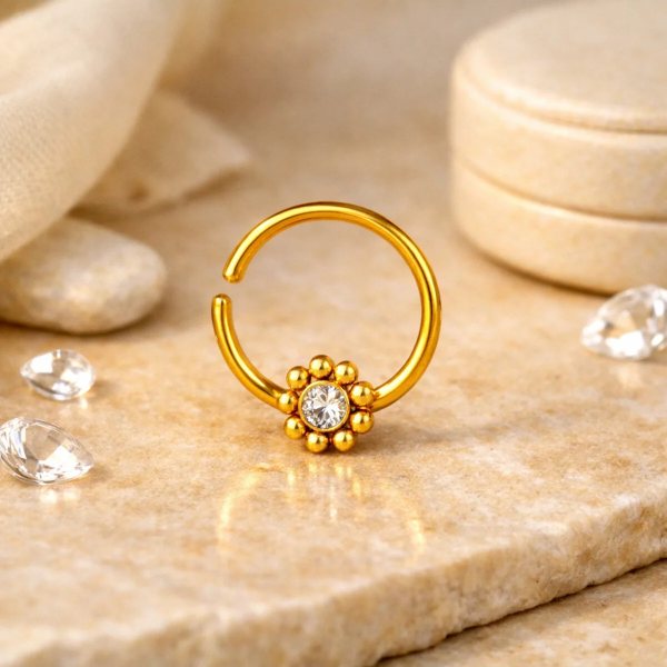 "AGB" Özel Taşlı 316L Cerrahi Çelik Çiçek Figürlü Nose, Stud & Burun Halka Hızma Piercing