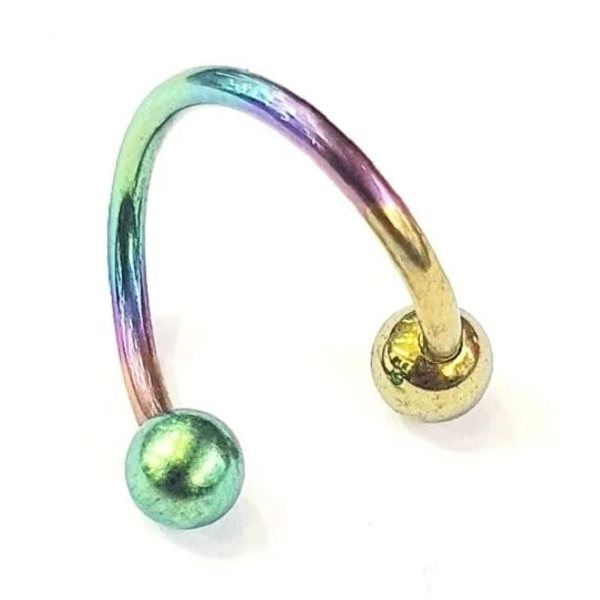 %100 G23 Titanyum "septum, Nose, Helix, Burun, Dudak, Kıkırdak" Rainbow Spiral Halka Piercing
