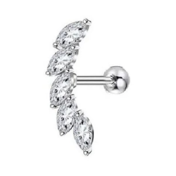 "AGB" Parıltı Taşlı Yelpaze Figürlü Aksesuarlı  Kulak, Kıkırdak, Helix & Tragus Piercing
