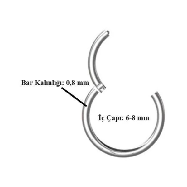 Burun, Kulak, Kaş Nostril, Septum, Helix, Dalth Menteşeli Halka Hızma Piercing (%100 Cerrahi Çelik)