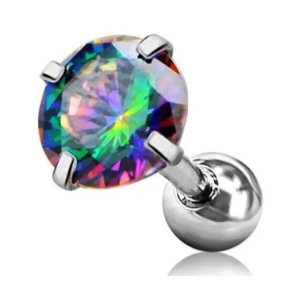AGB Parıltı Mor Efekt Taşlı 316L Cerrahi Çelik (Helix) & Burun Piercing (%100 AGB İbareli)