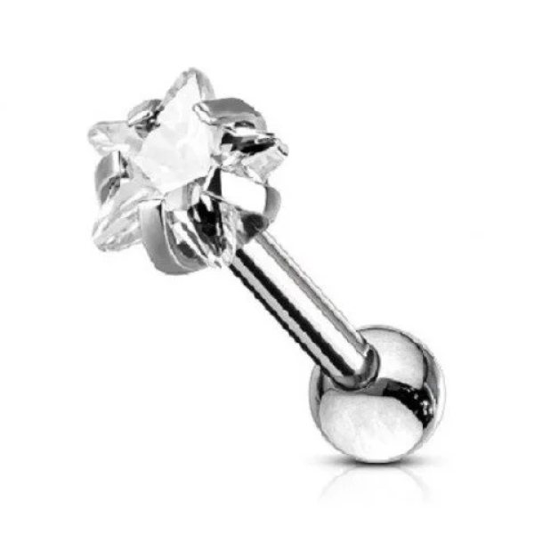 Zarif AGB Parıltı Yıldız Taşlı 316L Cerrahi Çelik  (Helix) & Burun Piercing (%100 AGB İbareli)