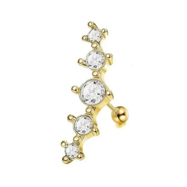 "AGB" Parıltı Taşlı 5 Sırataş Figürlü Aksesuarlı  Kulak, Kıkırdak, Helix & Tragus Piercing