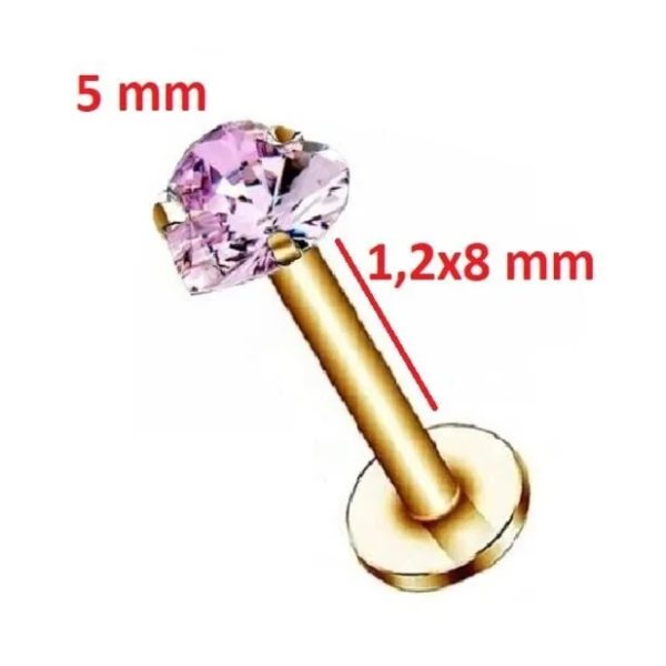Gösterişli "AGB" Parıltı Kalp Taşlı 316L Çelik Helix, Dudak & Burun Piercing %100 "AGB" İbareli