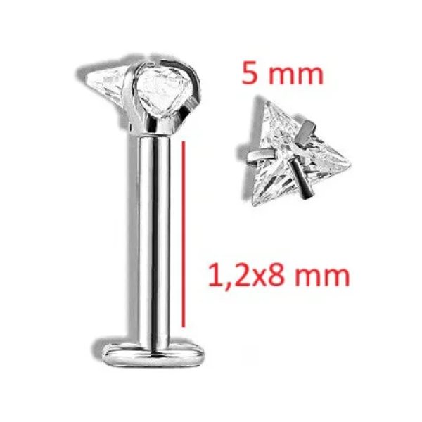 Gösterişli "AGB" Parıltı Üçgen Taşlı 316L Çelik Helix, Kulak k & Burun Piercing (%100 "AGB" İbareli)