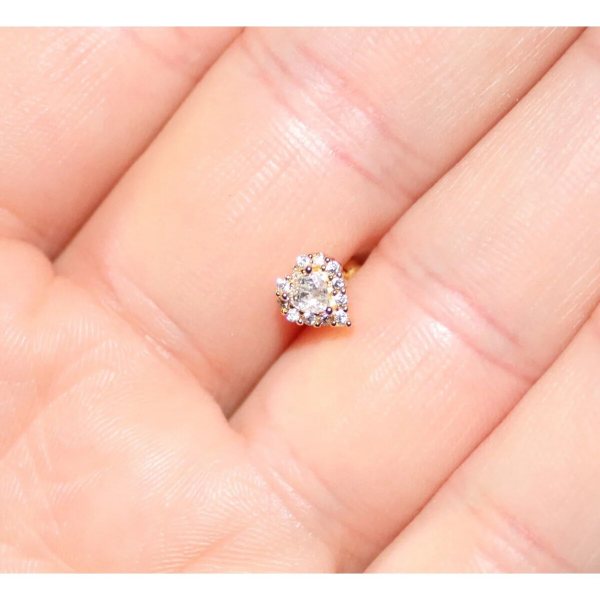 AGB Parıltı Kalp Taşlı Aksesuarlı  Kulak, Kıkırdak, Helix & Tragus Piercing