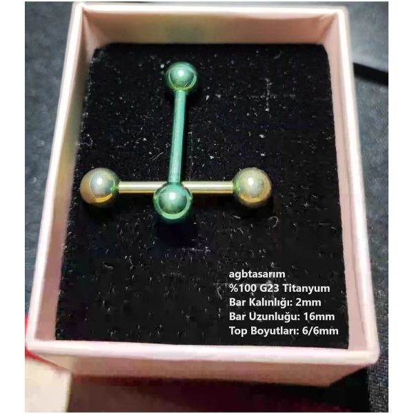 Çift Toplu "ındustrıal" Dil, Kıkırdak Köprü Piercing (%100 G23 TİTANYUM)