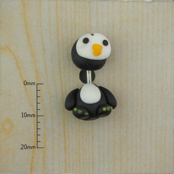 Özel Motifli Sıralı PENGUEN Figürlü "single" "double" Kavisli Göbek, Kulak Piercing (CERRAHİ ÇELİK)