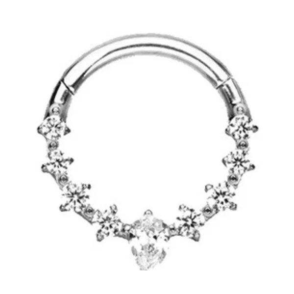 "AGB" Parıltı Taşlı "septum, Nose, Helix" "Burun, Kıkırdak" Menteşeli Halka Piercing