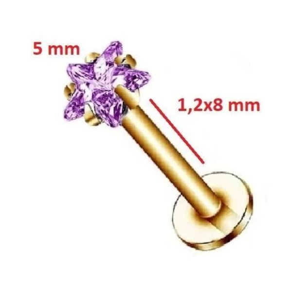 Gösterişli "AGB" Parıltı Yıldız Taşlı 316L Çelik Helix, Dudak & Burun Piercing (%100 "AGB" İbareli)
