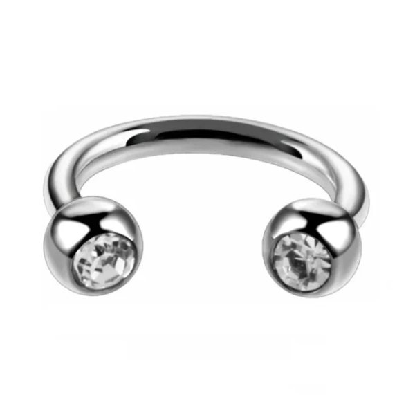 TaşlI "septum, Nose, Helix" Nokta Figürlü Yarım Halka Piercing (%100 Cerrahi Çelik)