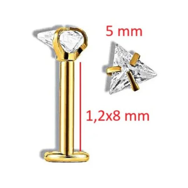 Gösterişli "AGB" Parıltı Üçgen Taşlı 316L Çelik Helix, Kulak k & Burun Piercing (%100 "AGB" İbareli)