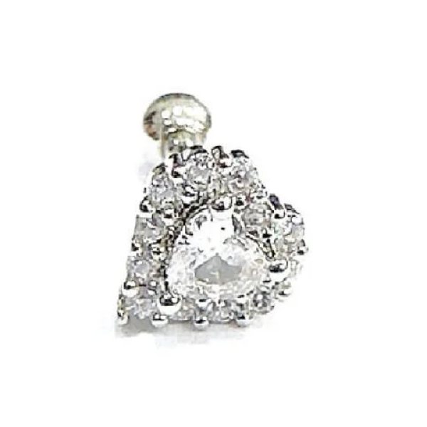 AGB Parıltı Kalp Taşlı Aksesuarlı  Kulak, Kıkırdak, Helix & Tragus Piercing