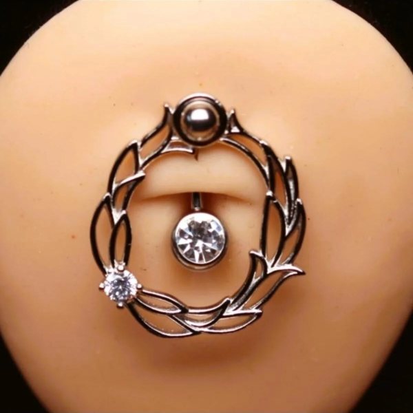 RENGARENK TAŞLA ÇEVRİLİ TEKTAŞ HALKALI AKSESUARLI GÖBEK Piercing (CERRAHİ ÇELİK GÖVDELİ)