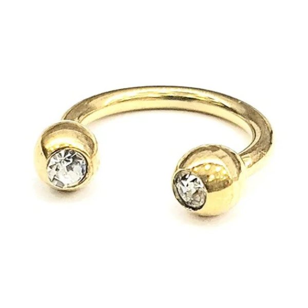 TaşlI "septum, Nose, Helix" Nokta Figürlü Yarım Halka Piercing (%100 Cerrahi Çelik)