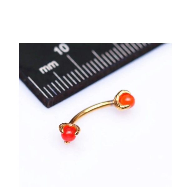 Turuncu Taşlı "eyebrow, Rook" Kavisli Pençe Detaylı Kaş Piercing (cerrahi Çelik Gövdeli )