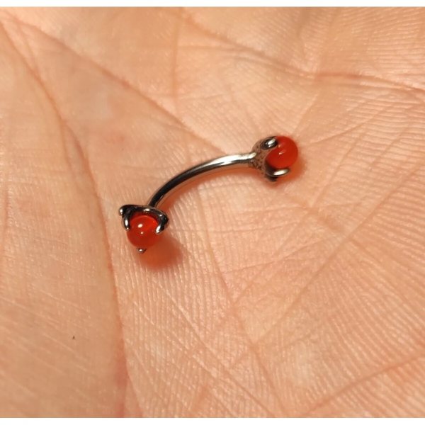 Taşlı "eyebrow, Rook" Kavisli Pençe Detaylı Kaş Piercing (CERRAHİ ÇELİK GÖVDELİ)
