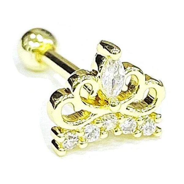 "AGB" Parıltı Taşlı Taç Figürlü Aksesuarlı  Kulak, Kıkırdak, Helix & Tragus Piercing