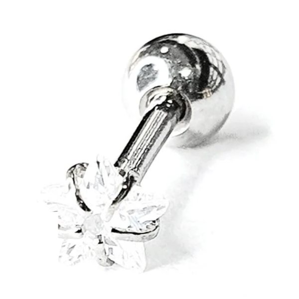 AGB Parıltı Yıldız Taşlı 316L Cerrahi Çelik (Helix) & Burun Piercing (%100 AGB İbareli)
