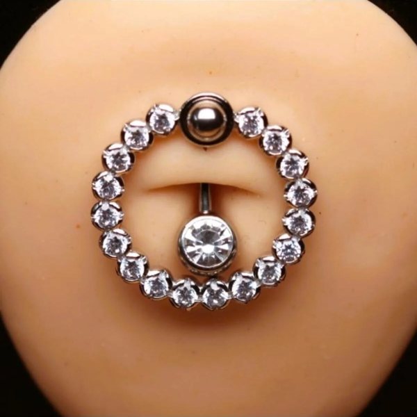 RENGARENK Zirkon TAŞLA ÇEVRİLİ TEKTAŞ HALKALI AKSESUARLI GÖBEK Piercing (CERRAHİ ÇELİK GÖVDELİ)