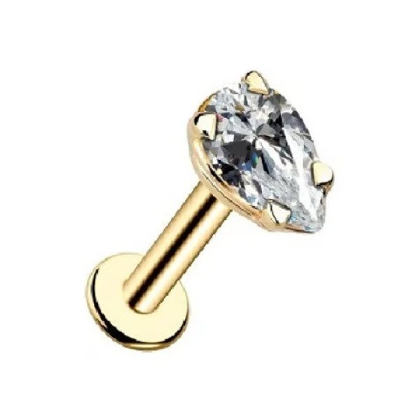 Minimal "AGB" Parıltı Damla Taşlı 316L Çelik Helix, Dudak & Burun Piercing (%100 "AGB" İbareli)