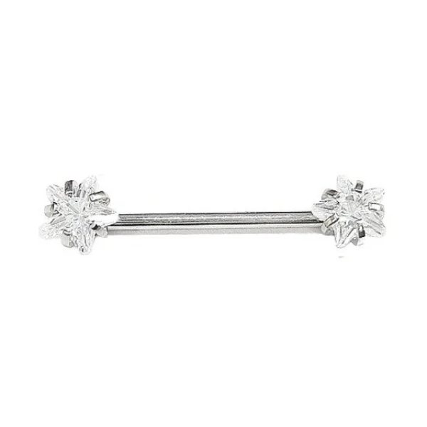 AGB Parıltı Yıldız Taşlı 316L Cerrahi Çelik Tasarım Göğüs & Nipple Piercing (%100 "AGB" İbareli)