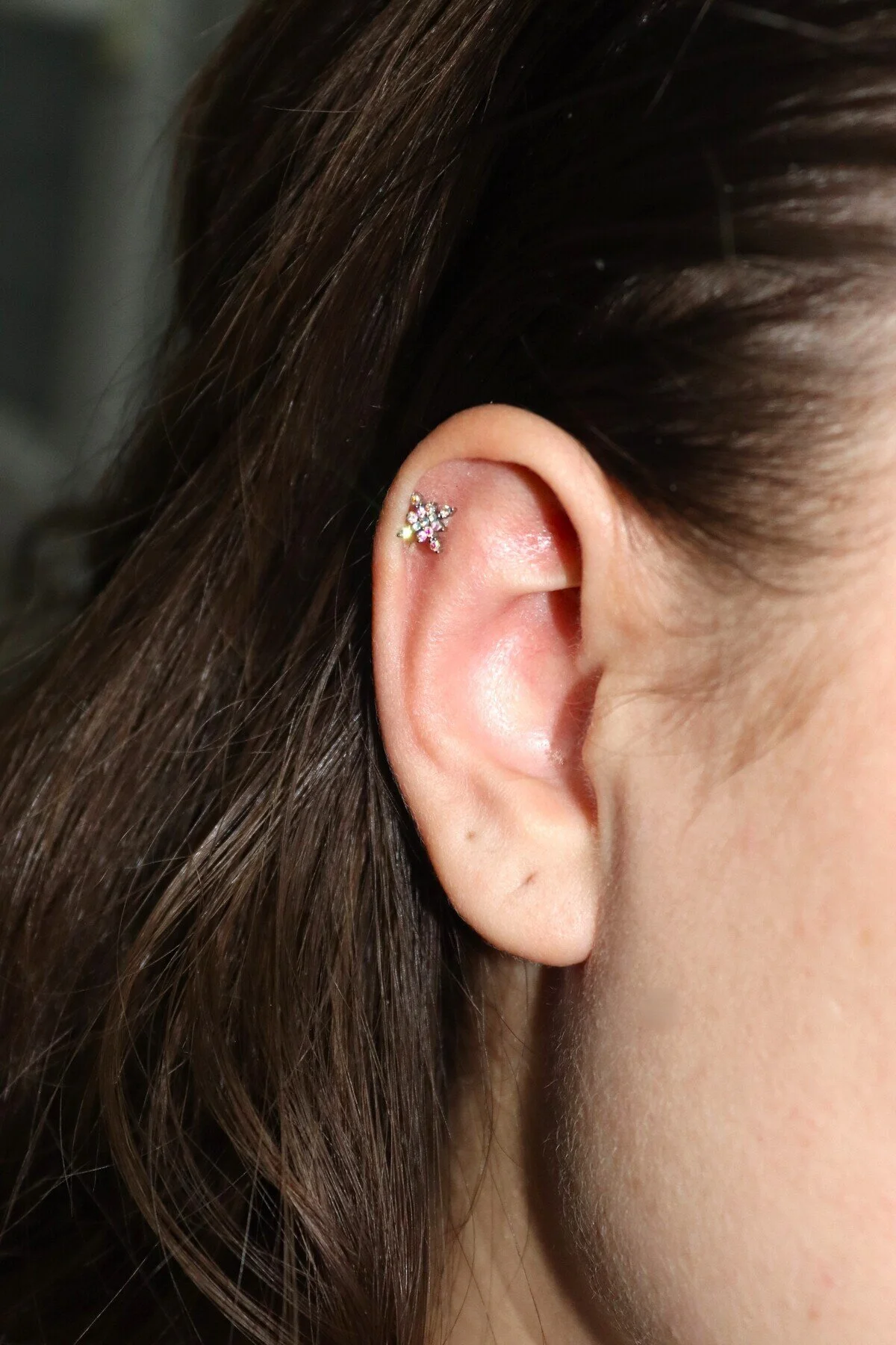 Parlak TAŞLI KAR TANESİ FİGÜRLÜ Kıkırdak, Kulak "snug" "lobe" Kulak Piercing (%100 316L) 3