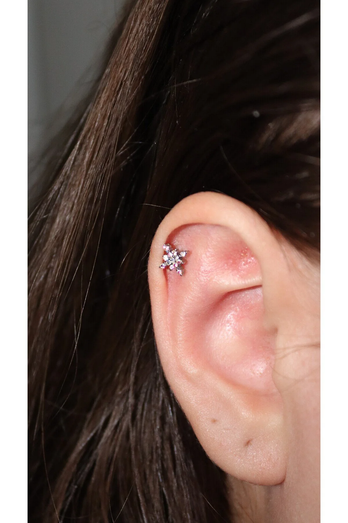 Parlak TAŞLI KAR TANESİ FİGÜRLÜ Kıkırdak, Kulak "snug" "lobe" Kulak Piercing (%100 316L) 4