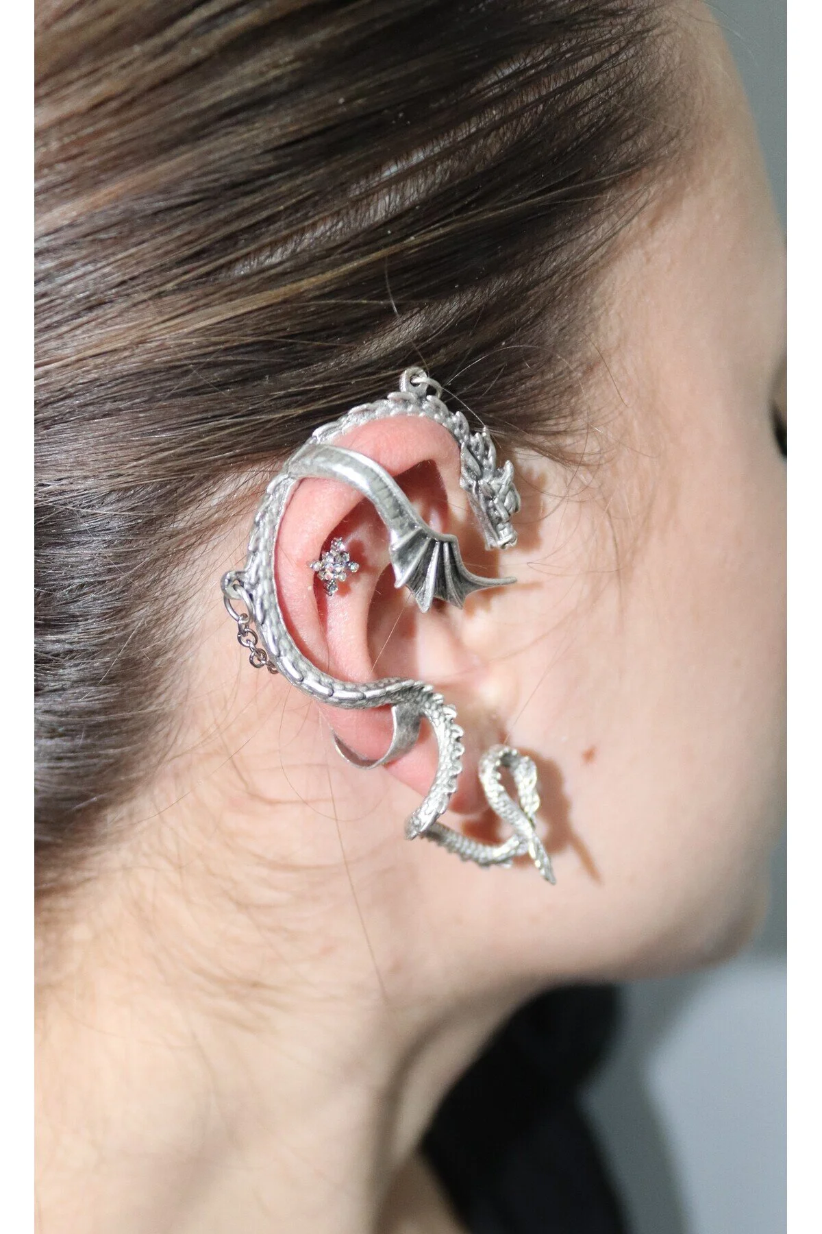Parlak TAŞLI KAR TANESİ FİGÜRLÜ Kıkırdak, Kulak "snug" "lobe" Kulak Piercing (%100 316L) 5