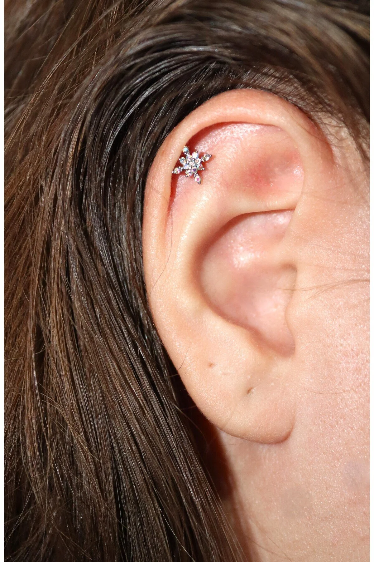 Parlak TAŞLI KAR TANESİ FİGÜRLÜ Kıkırdak, Kulak "snug" "lobe" Kulak Piercing (%100 316L) 7