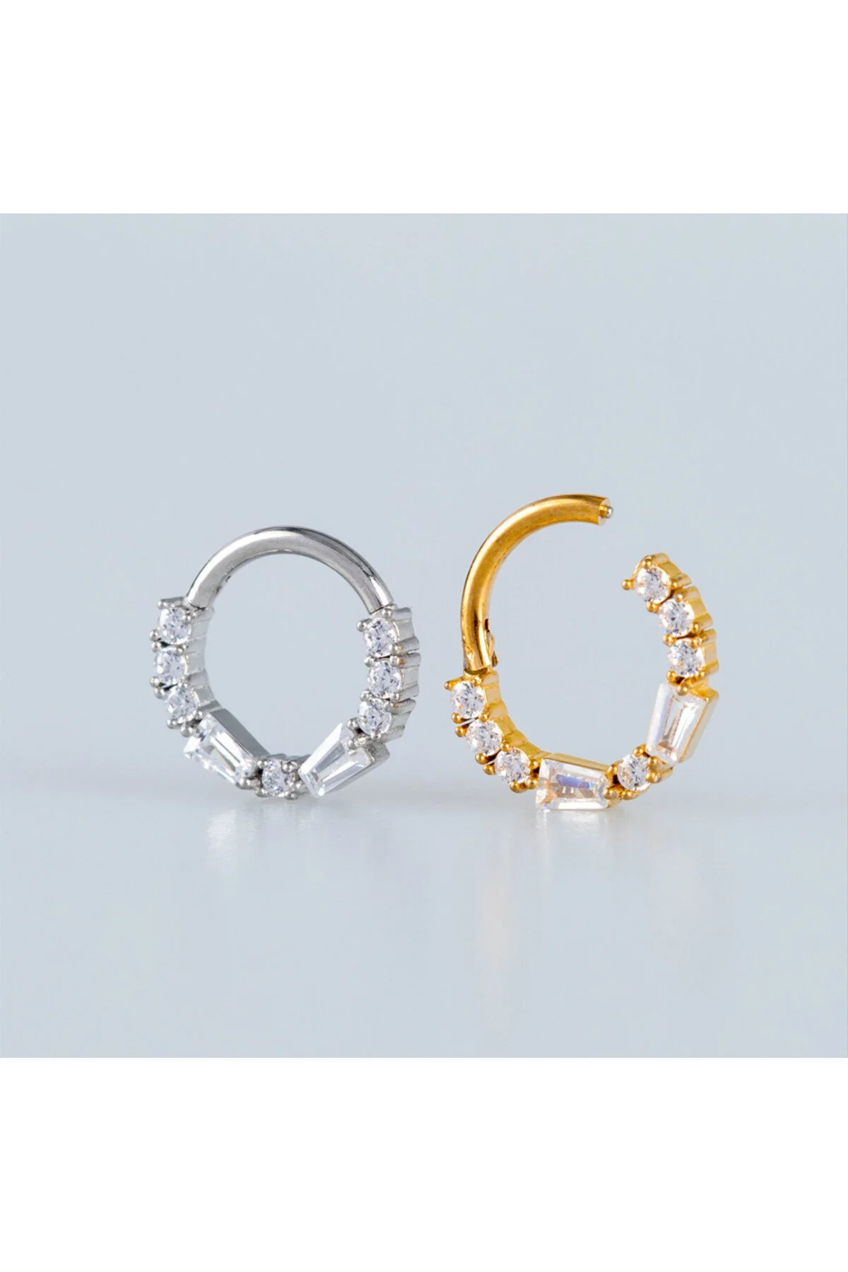 SIRA TAŞ DETAYLI "septum, Nose, Helix" "Burun, Kıkırdak" Menteşeli Halka Piercing 2