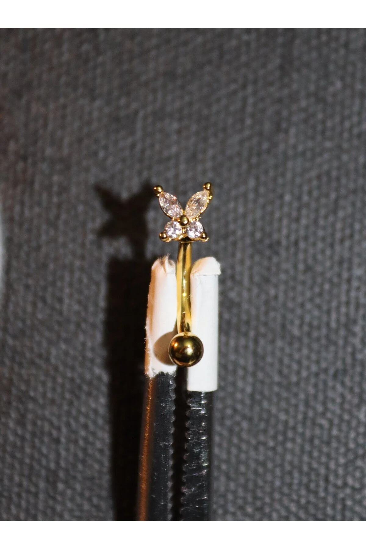 Taşlı "eyebrow, Rook" Kavisli KELEBEK Figürlü Kaş Piercing (CERRAHİ Ç. GÖVDELİ ÖZEL TASARIM) 1