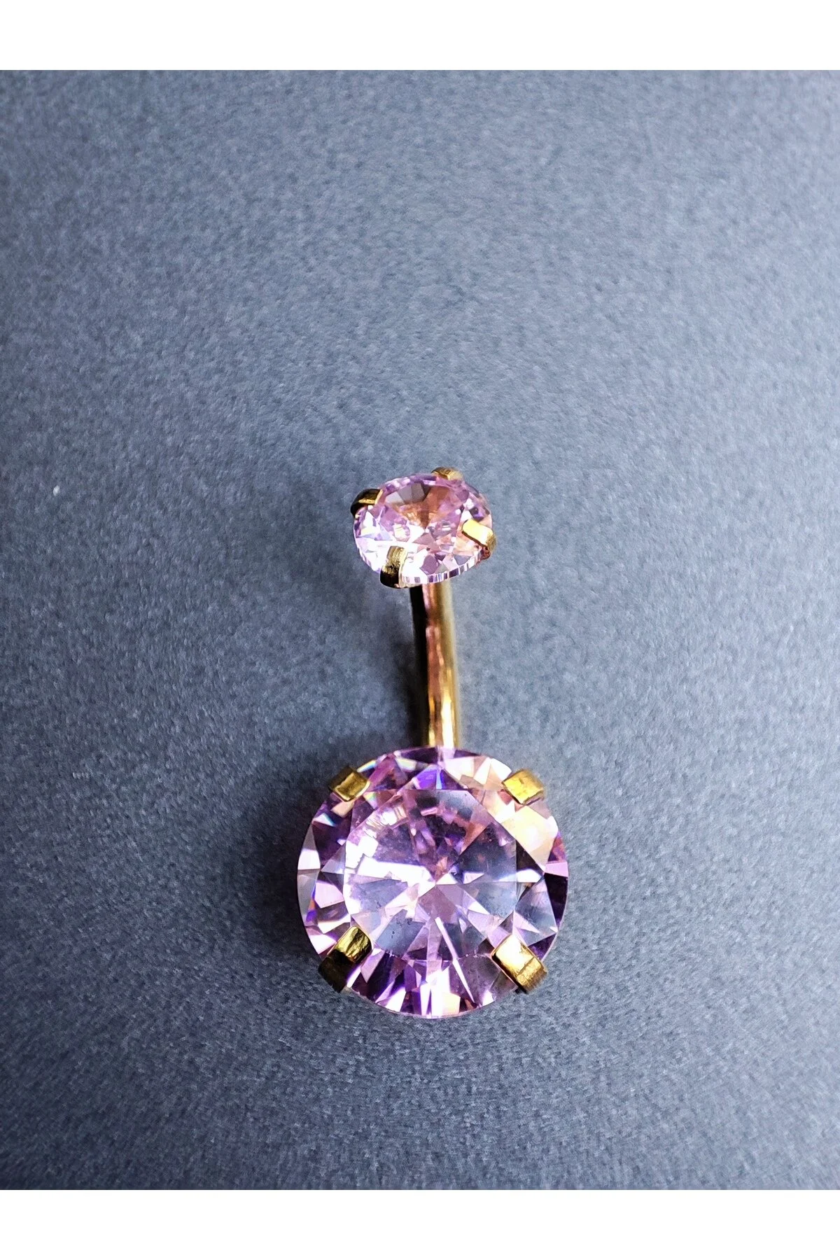"AGB" Parıltı Mor Taşlı 316L Cerrahi Çelik "single", "lower", "double" Göbek Piercing (%100 İbareli) 3