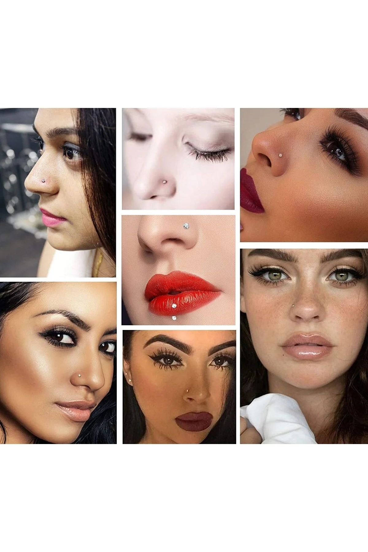 Minimal "AGB" Parıltı Taşlı 316L Çelik Helix, Dudak & Burun Piercing 3
