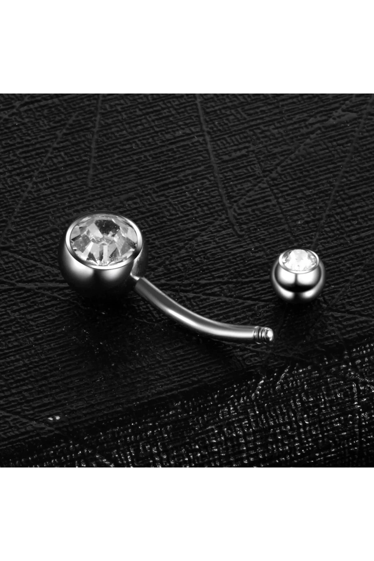 Çift Taşlı %100 G23 Titanyum "sıngle", "lower", "double" Gümüş Renk Göbek Piercing 5