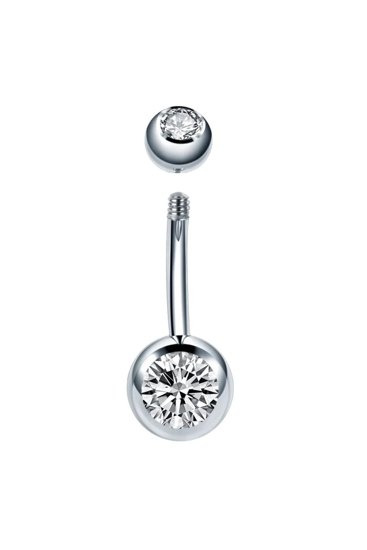 Çift Taşlı %100 G23 Titanyum "sıngle", "lower", "double" Gümüş Renk Göbek Piercing 7