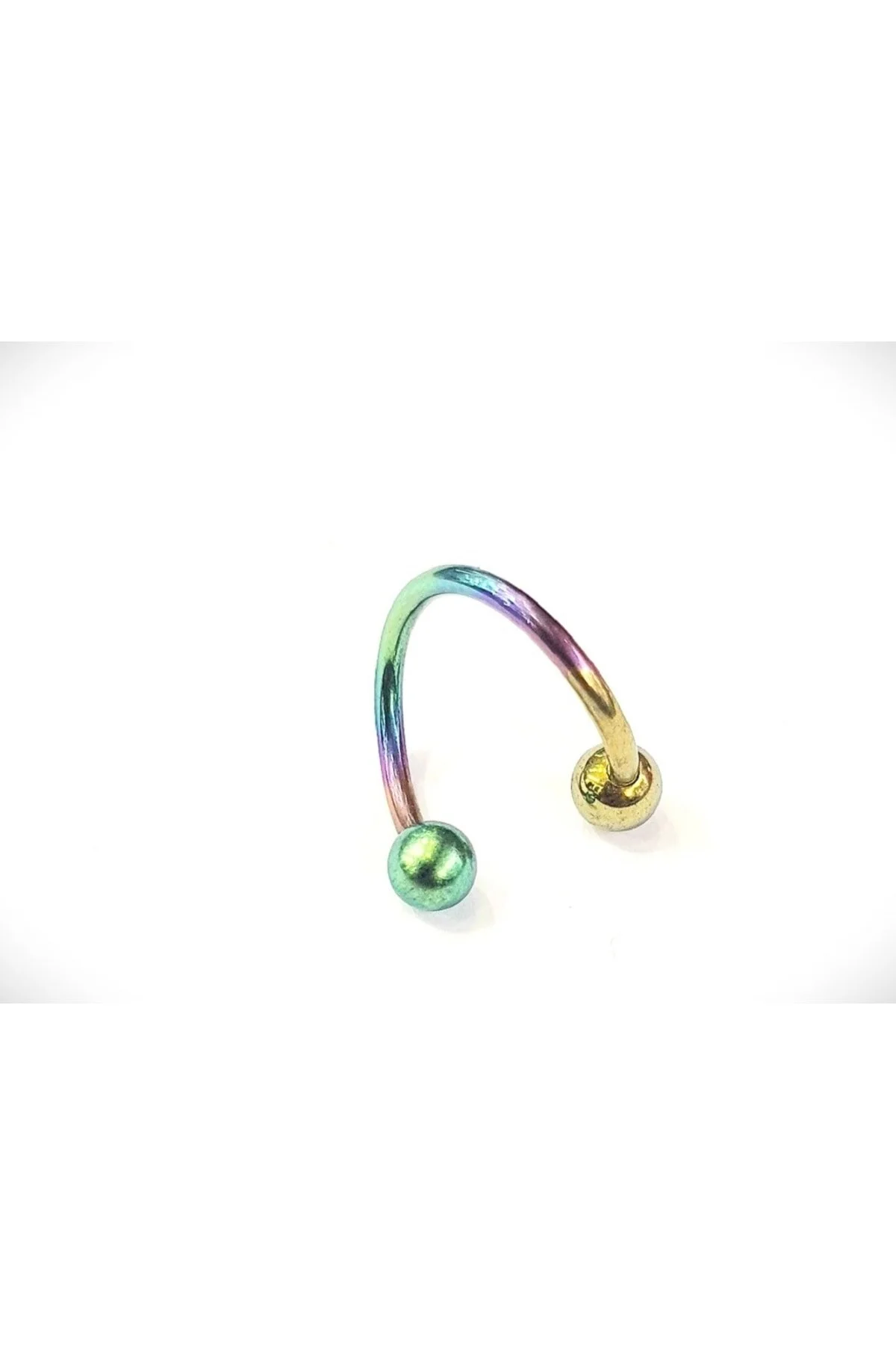 %100 G23 Titanyum "septum, Nose, Helix, Burun, Dudak, Kıkırdak" Rainbow Spiral Halka Piercing 1